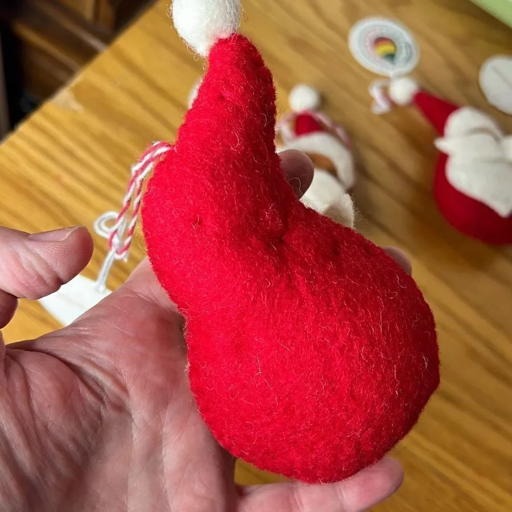 Handmade Cute Santa Felted Wool Christmas Ornaments Set 5